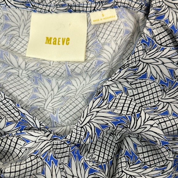 Maeve Anthropologie One Shoulder Pineapple Printed Ruffle Wrap Blouse Size S - Picture 5 of 8
